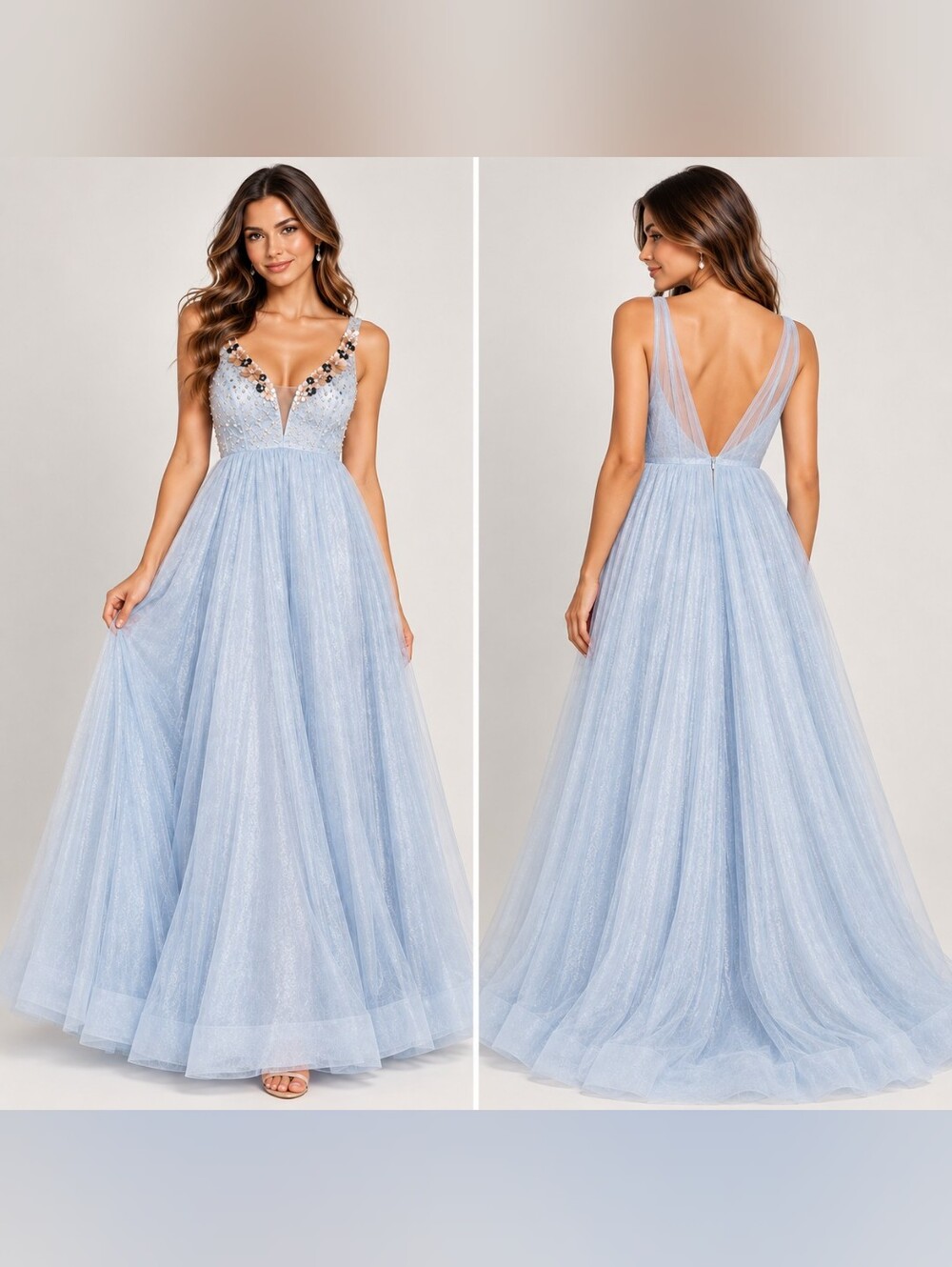 My Michelle Gown Dress Maxi Prom‎ Quinceañera Formal Blue Fairy Princess Size 1